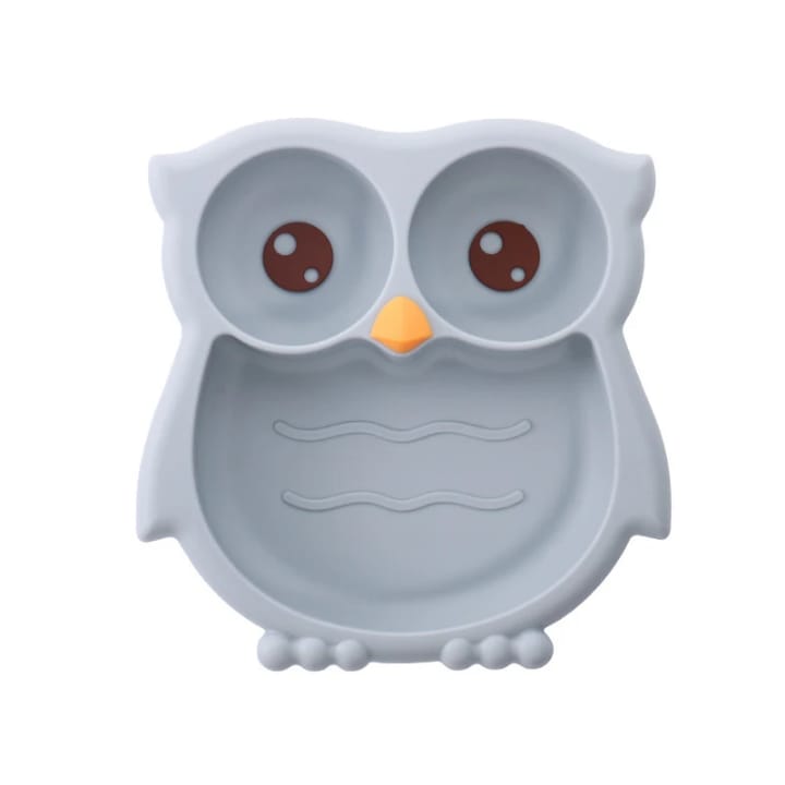 Set Vajilla Para Bebé Buho En Caja, Silicona Libre Bpa