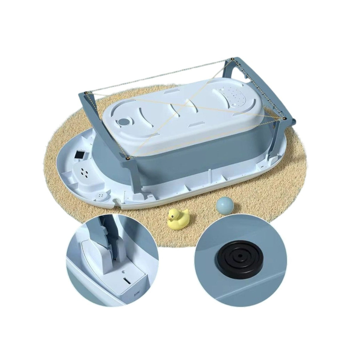Bañera Plegable Para Bebé Con Cojin, Termometro y Ducha