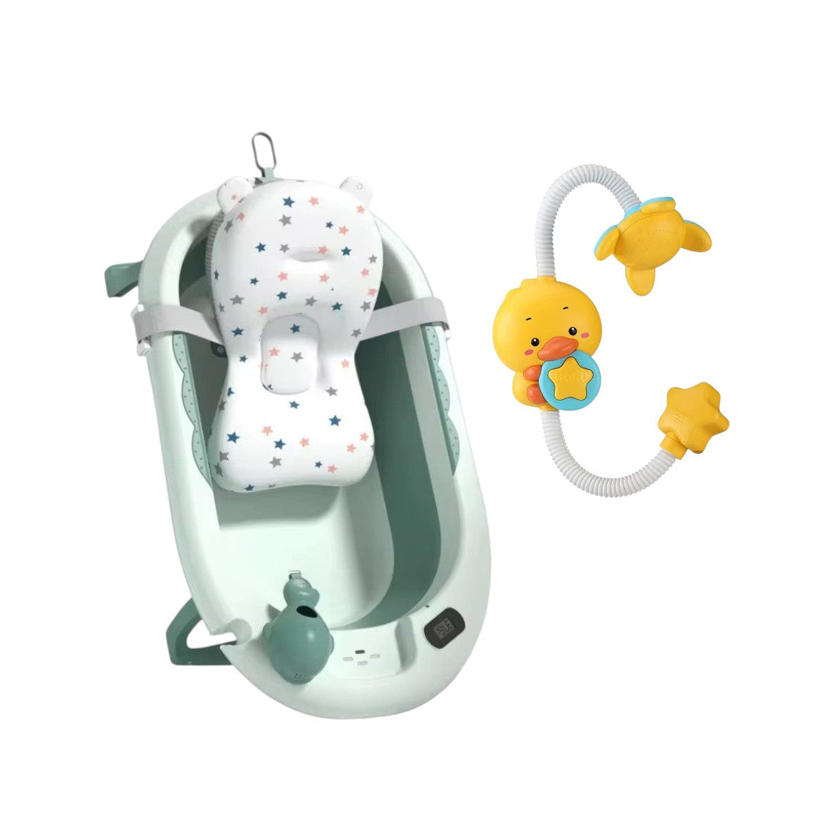 Bañera Plegable Para Bebé Con Cojin, Termometro y Ducha