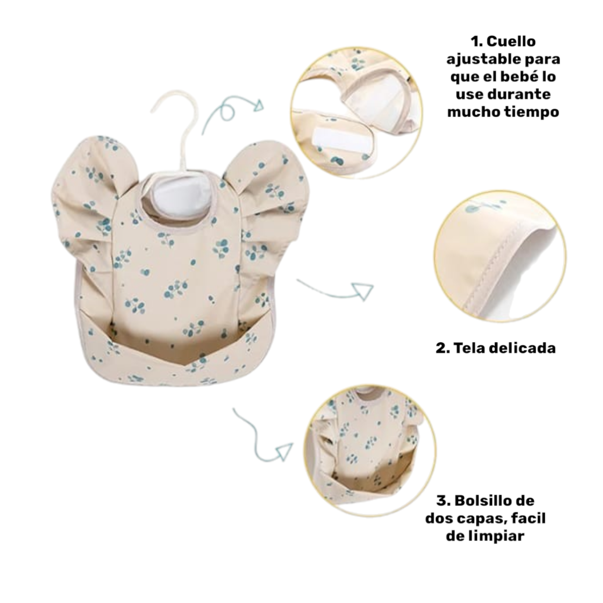 Babero Delantal Para Bebé Impermeable Manga Corta