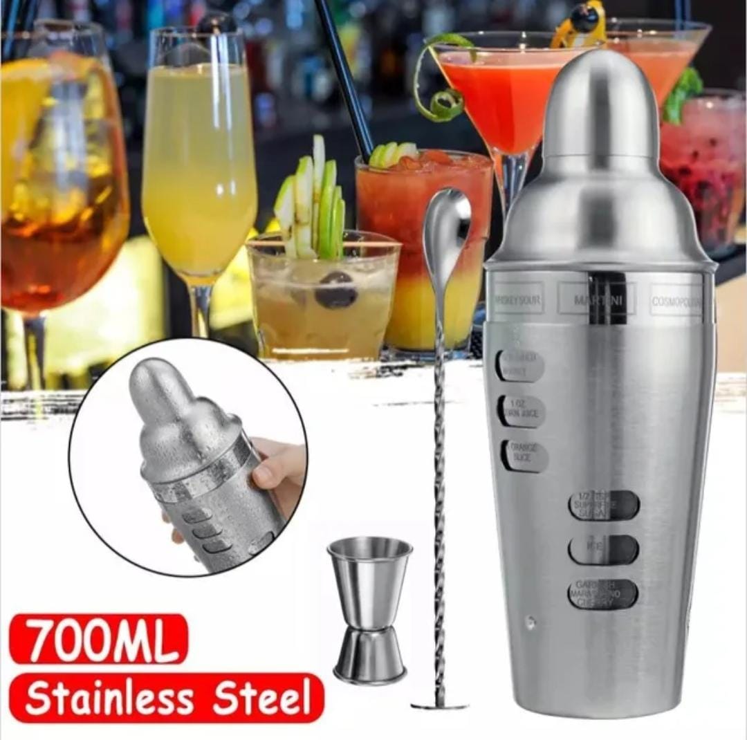 Coctelera Kit 3 Piezas Vaso Giratorio Recetas Set Bartender