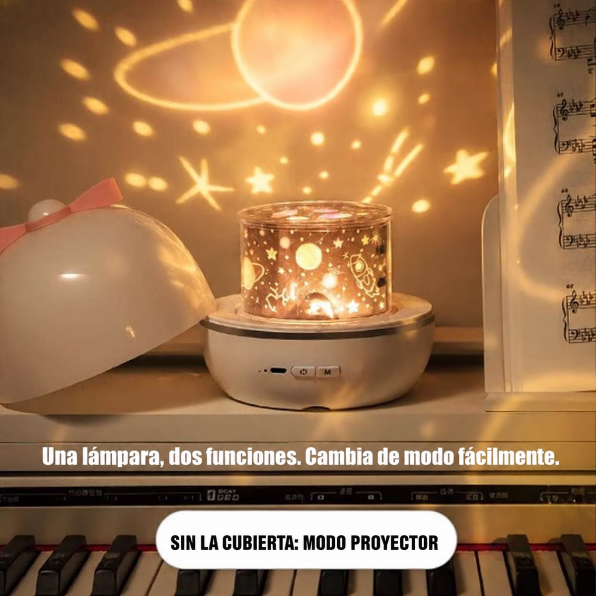 Lámpara proyectora giratoria con luz nocturna