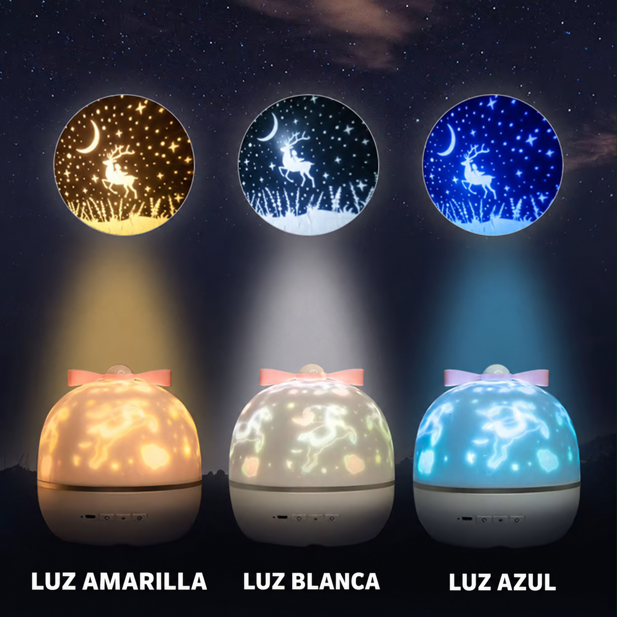 Lámpara proyectora giratoria con luz nocturna