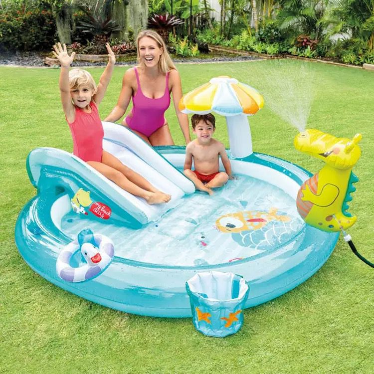 Piscina Inflable Infantil con Tobogán y Juegos de Agua