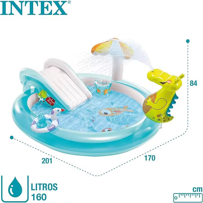 Piscina Inflable Infantil con Tobogán y Juegos de Agua