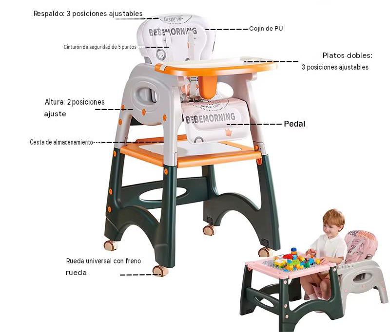 Silla de Comer Infantil 2 en 1 Multifuncional
