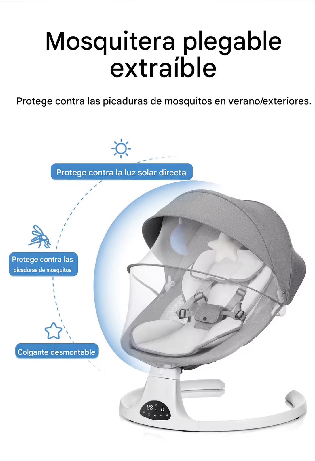 Silla Mecedora Electrica Para Bebé Con Bluetooth