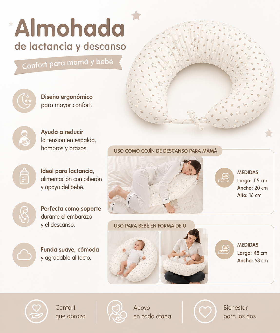Almohada de Embarazo y Lactancia 2 en 1