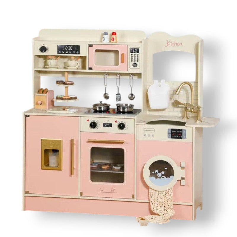 Cocina Infantil de Juguete en MDF Palo Rosa – Cocina Multifuncional