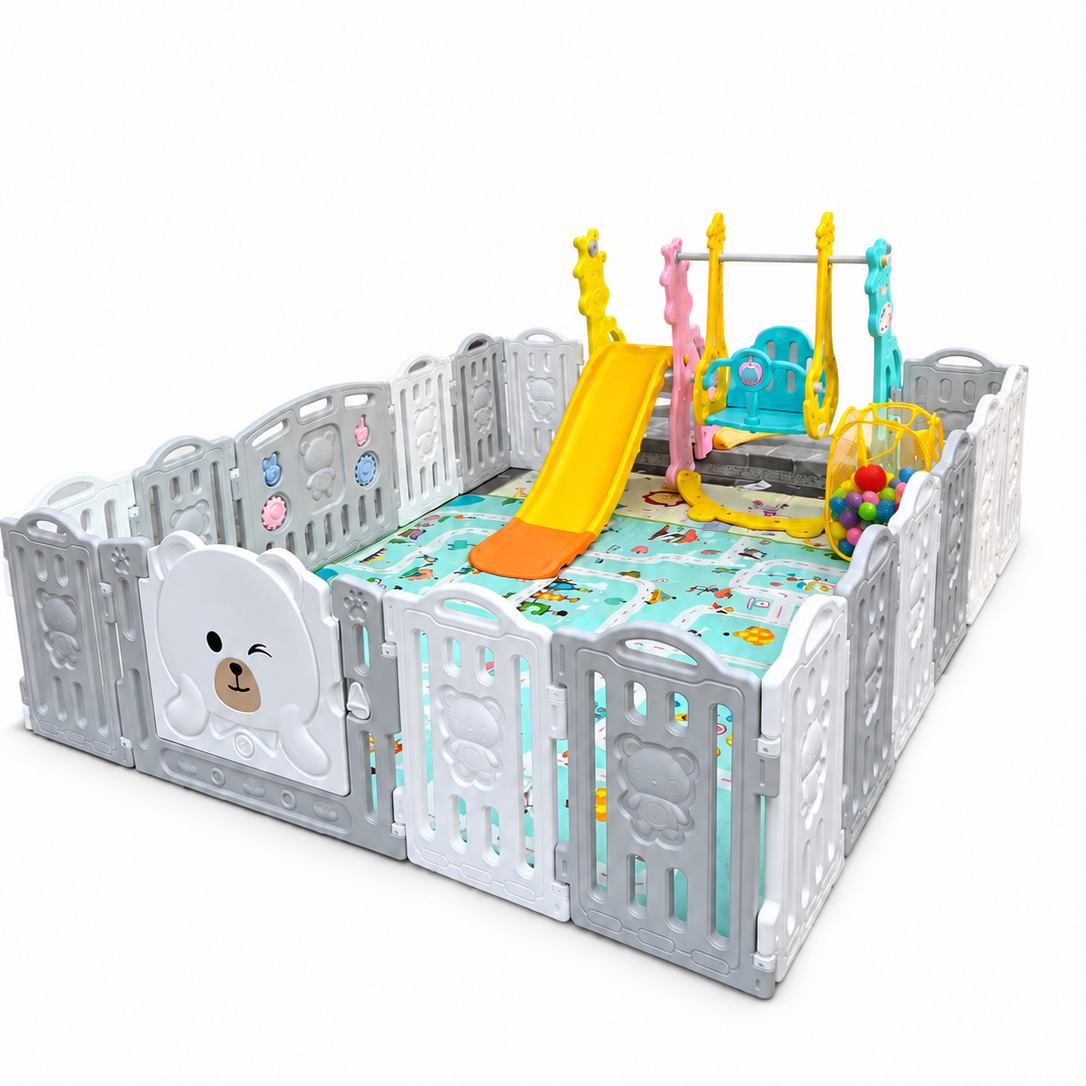 Combo Corral Area De Juegos Oso - Zona De Juegos 2 En 1
