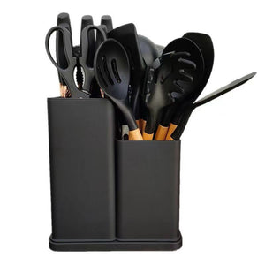 Set de 19 utensilios de cocina con Base, resistentes al calor, cuchillos