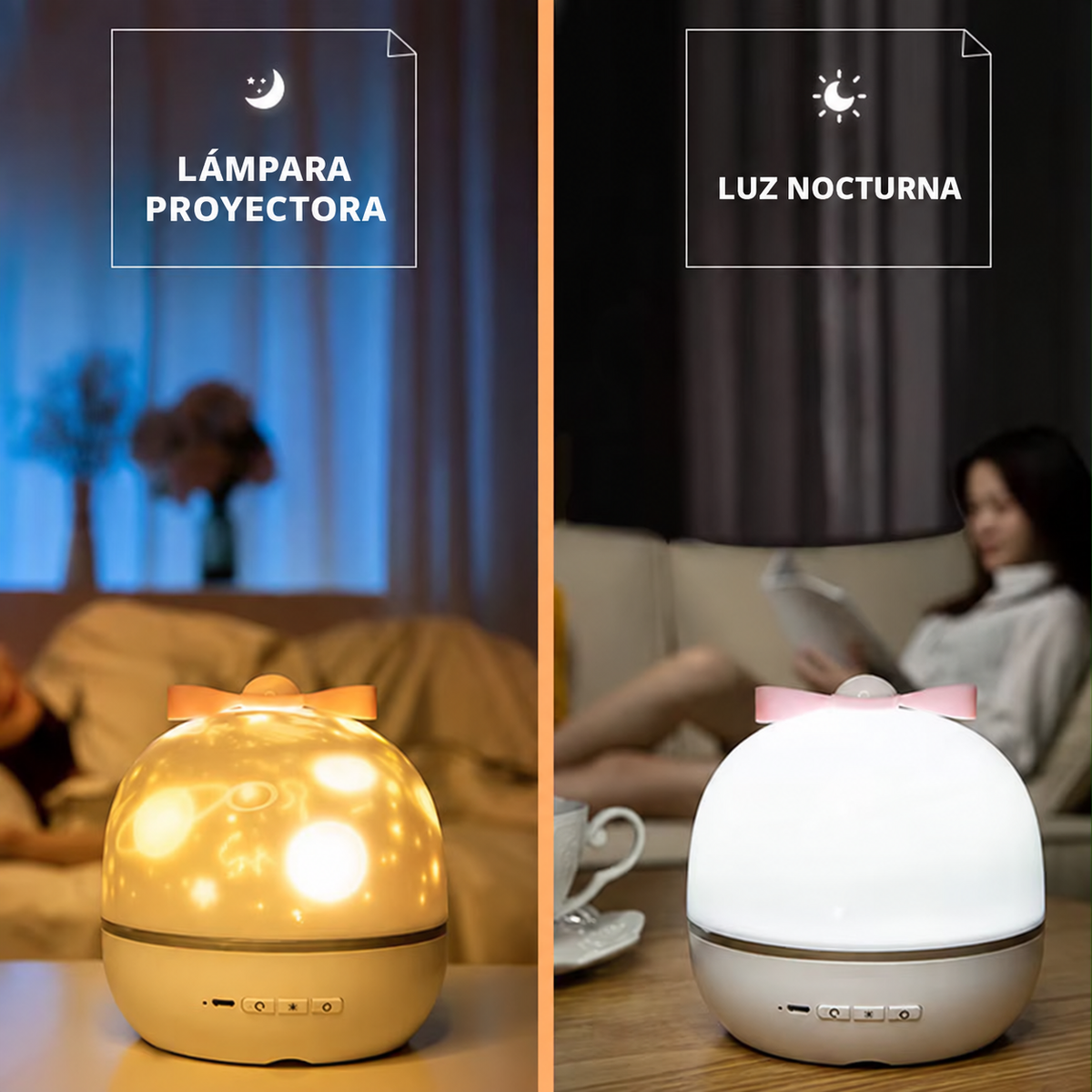 Lámpara proyectora giratoria con luz nocturna