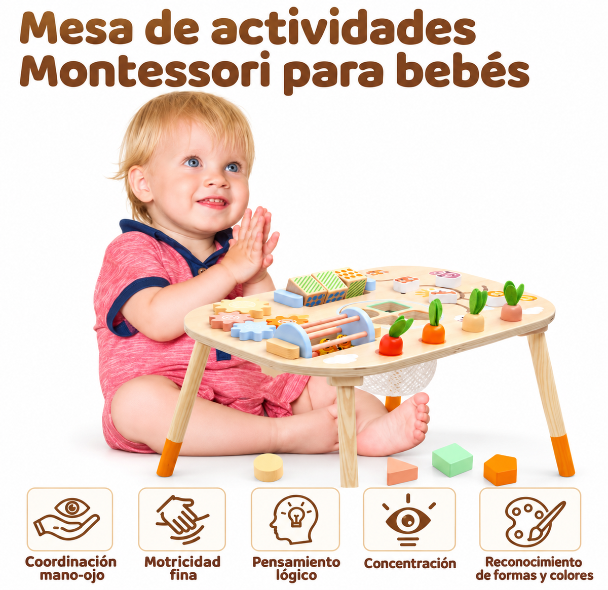 Mesa De Actividades, Juguete Montessori De Madera