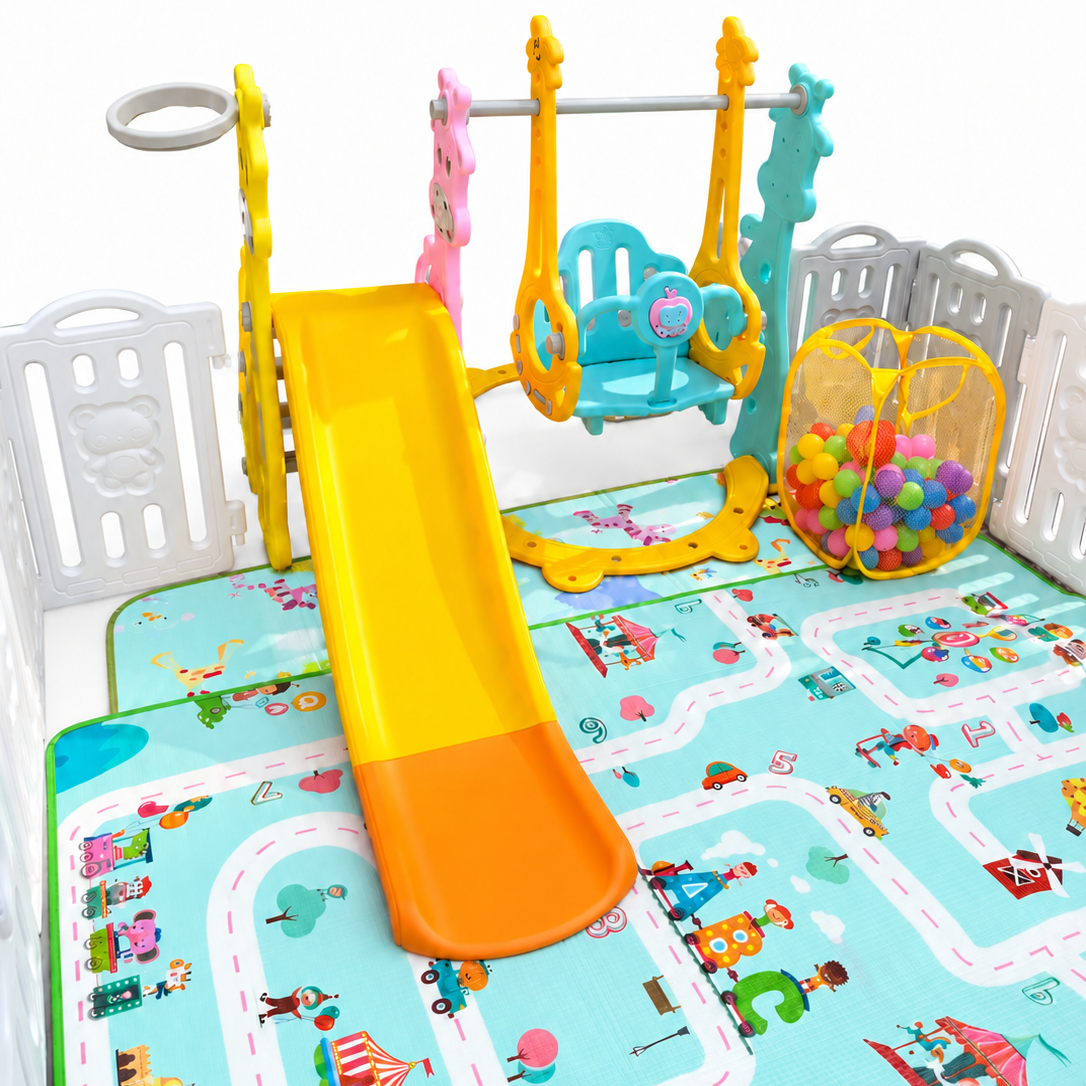Combo Corral Area De Juegos Oso - Zona De Juegos 2 En 1