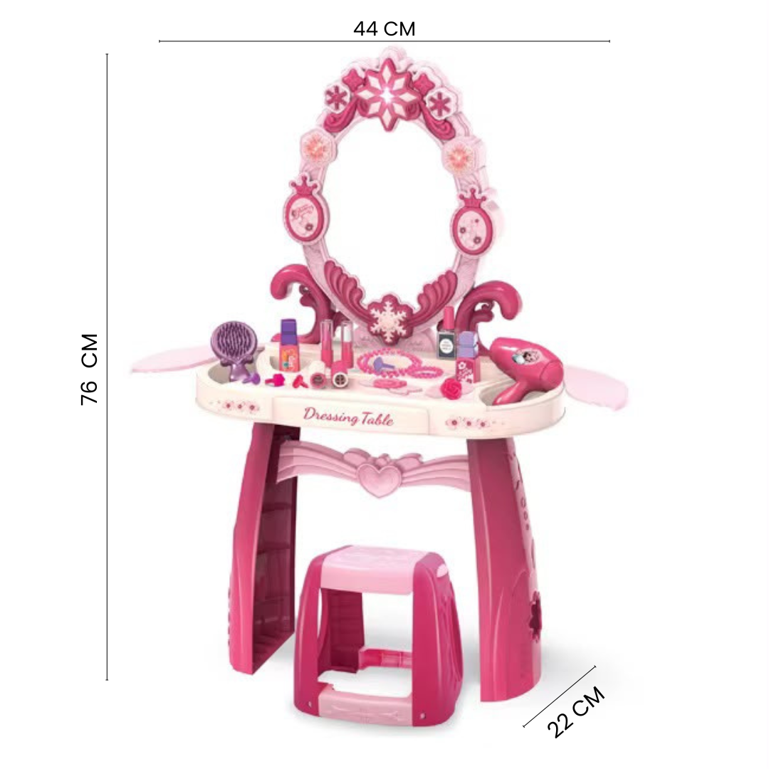 Tocador Infantil para Niñas con Espejo, Maquillaje y Accesorios