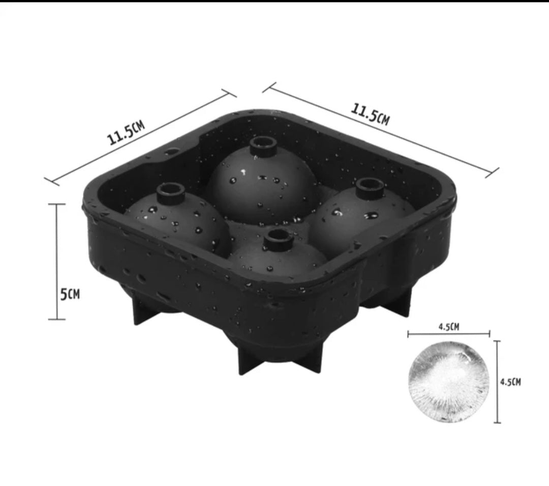 Hielera Molde De Silicona 4 Esferas Cubetera Hielo