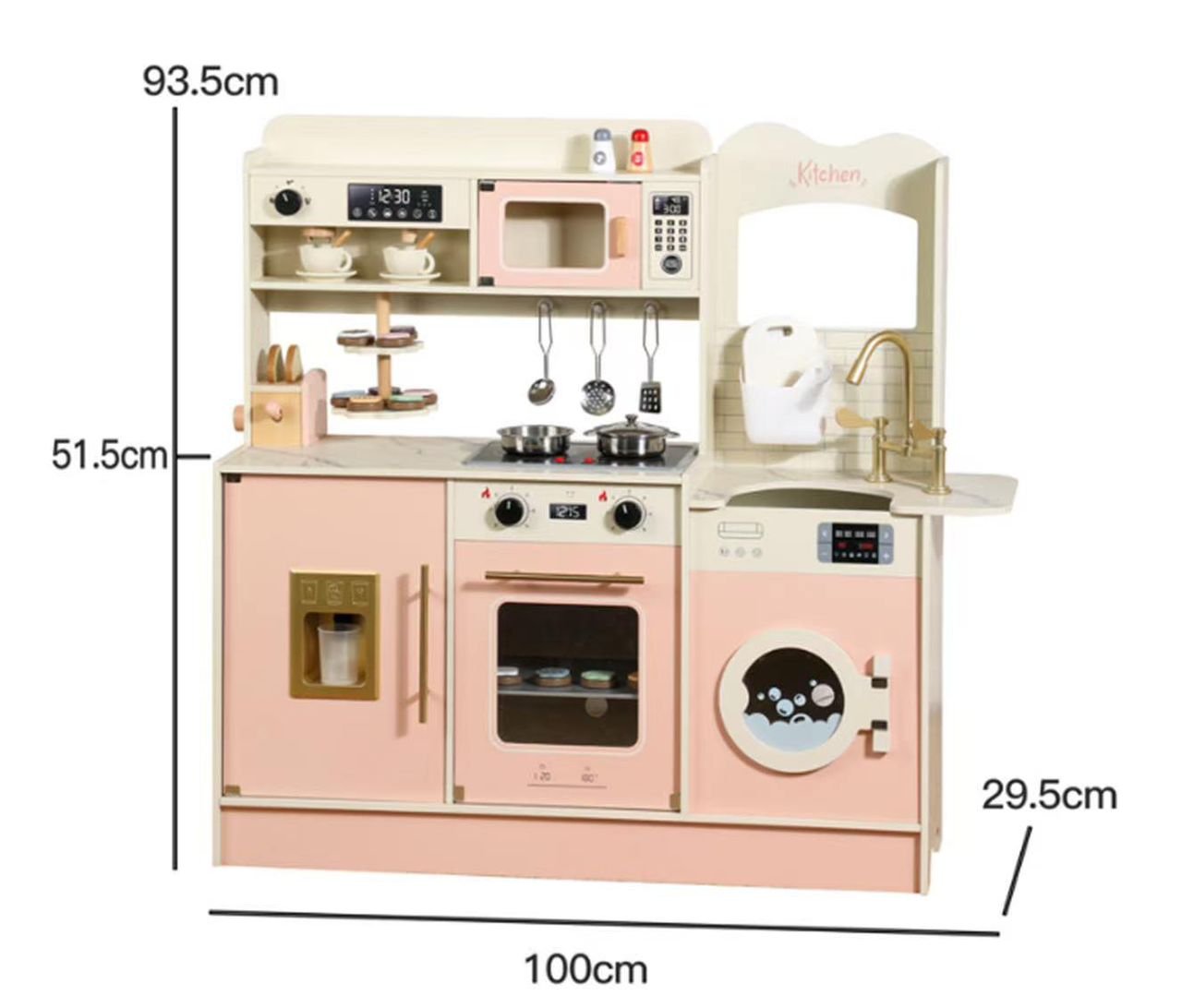 Cocina Infantil de Juguete en MDF Palo Rosa – Cocina Multifuncional