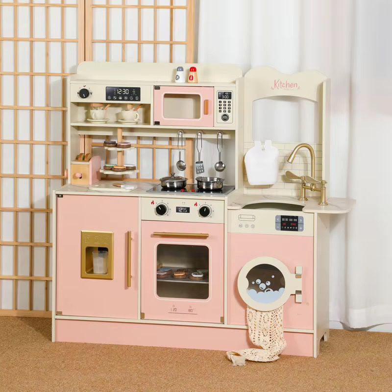 Cocina Infantil de Juguete en MDF Palo Rosa – Cocina Multifuncional