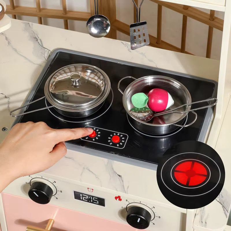 Cocina Infantil de Juguete en MDF Palo Rosa – Cocina Multifuncional
