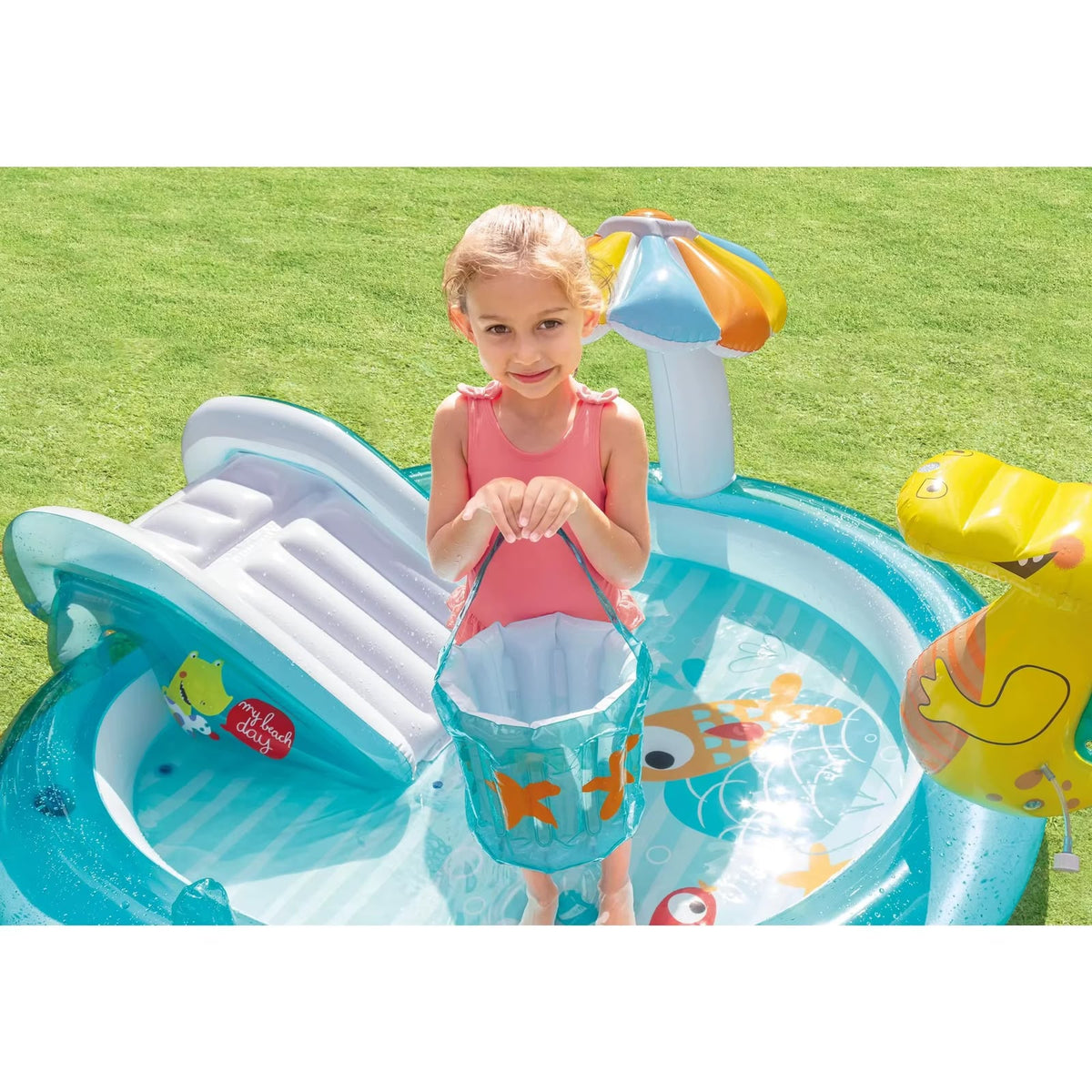 Piscina Inflable Infantil con Tobogán y Juegos de Agua