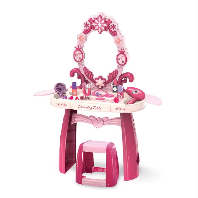Tocador Infantil para Niñas con Espejo, Maquillaje y Accesorios