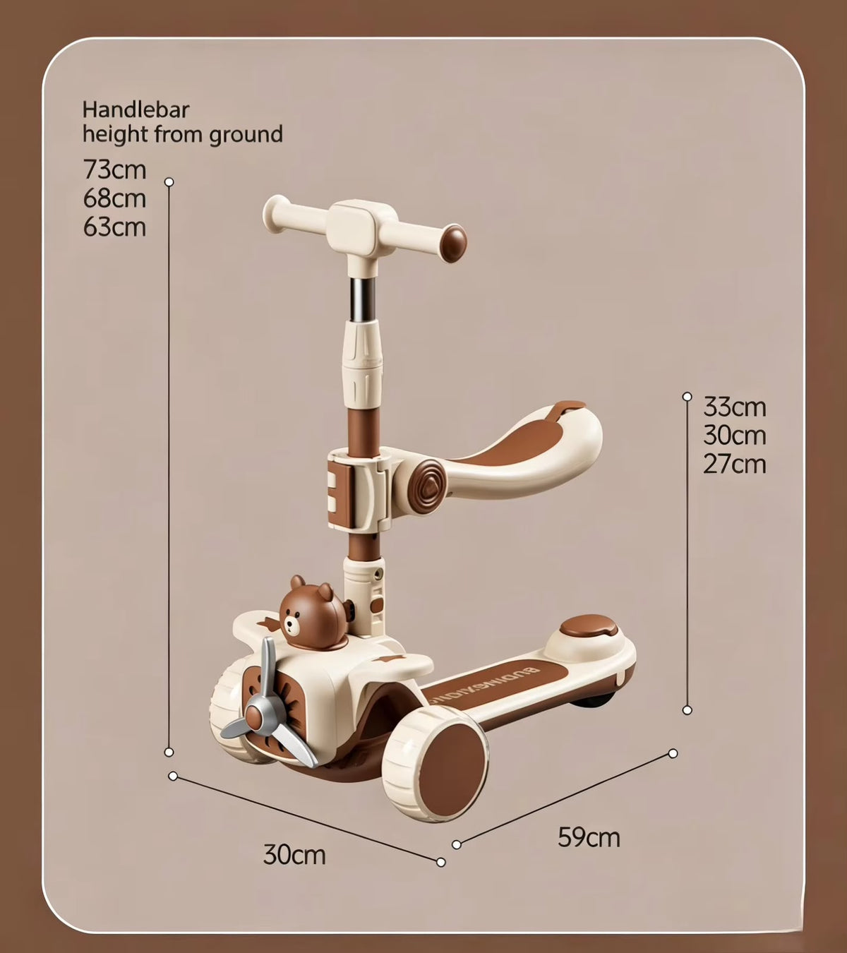Scooter Monopatín Infantil Evolutivo 2 en 1 – Modelo Avión