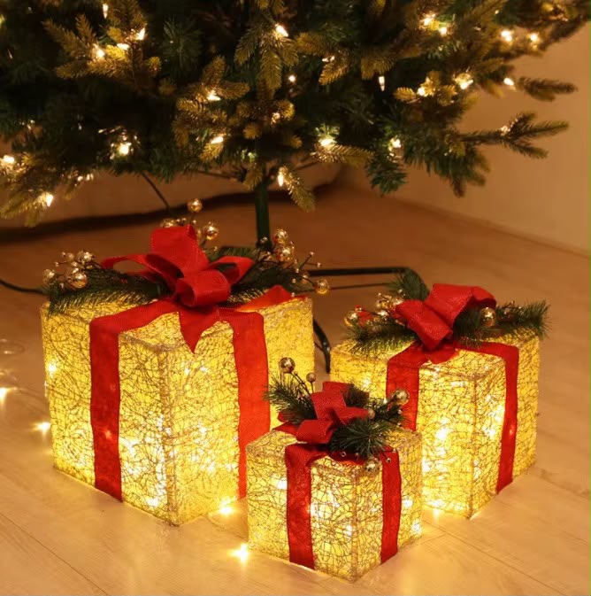 Caja Regalo Luminosa, 3 Unidades, Luces