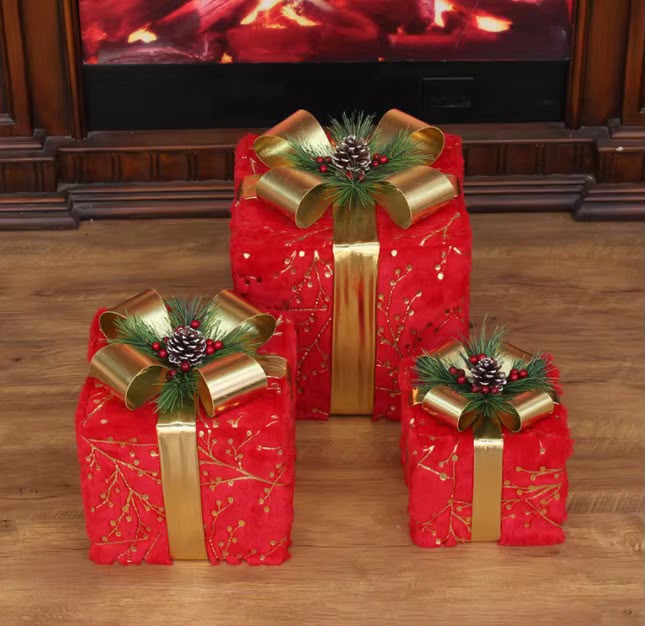 Caja Regalo Luminosa, 3 Unidades, Luces