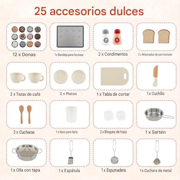 Cocina Infantil de Juguete en MDF Palo Rosa – Cocina Multifuncional