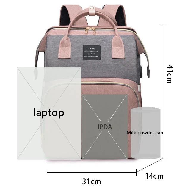 Pañalera Morral de bebé 3 en 1 con cambiador plegable (LAND) RFE-3